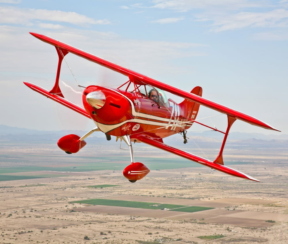A Pitts Special S-2A aerobatic biplane in flight near Chandler Arizona Canvas Art - Scott GermainStocktrek Images (31 x 26)