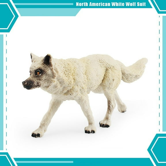 A Plastic Simulation White Wolf Animal Model Toy Roaring Wolf Figurine Desktop Ornament A