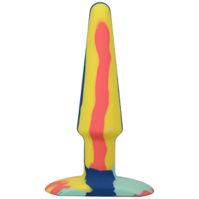 A Play 5" Groovy Silicone Anal Plug - Multicolor/yellow