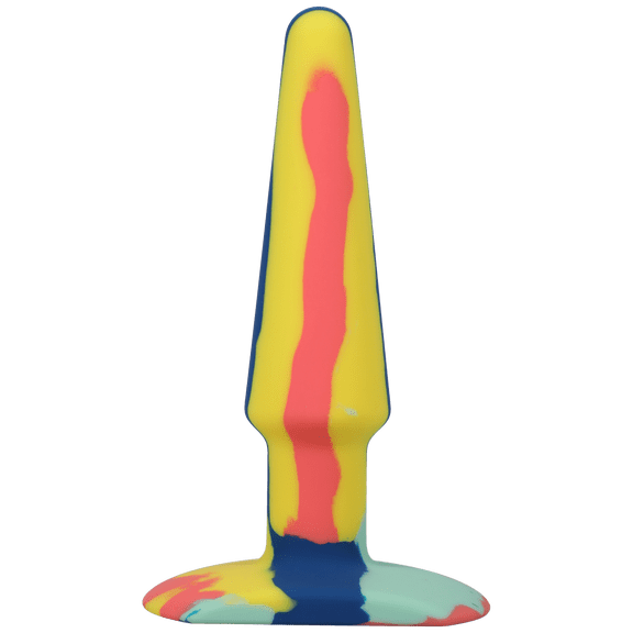 A Play 5" Groovy Silicone Anal Plug - Multicolor/yellow