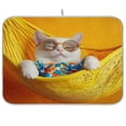 thumbnail image 1 of A Playful White Cat Dish Drying Mat Kitchen Mats Microfiber Counter Absorbent Dish Pad Drainer Rack, 1 of 8
