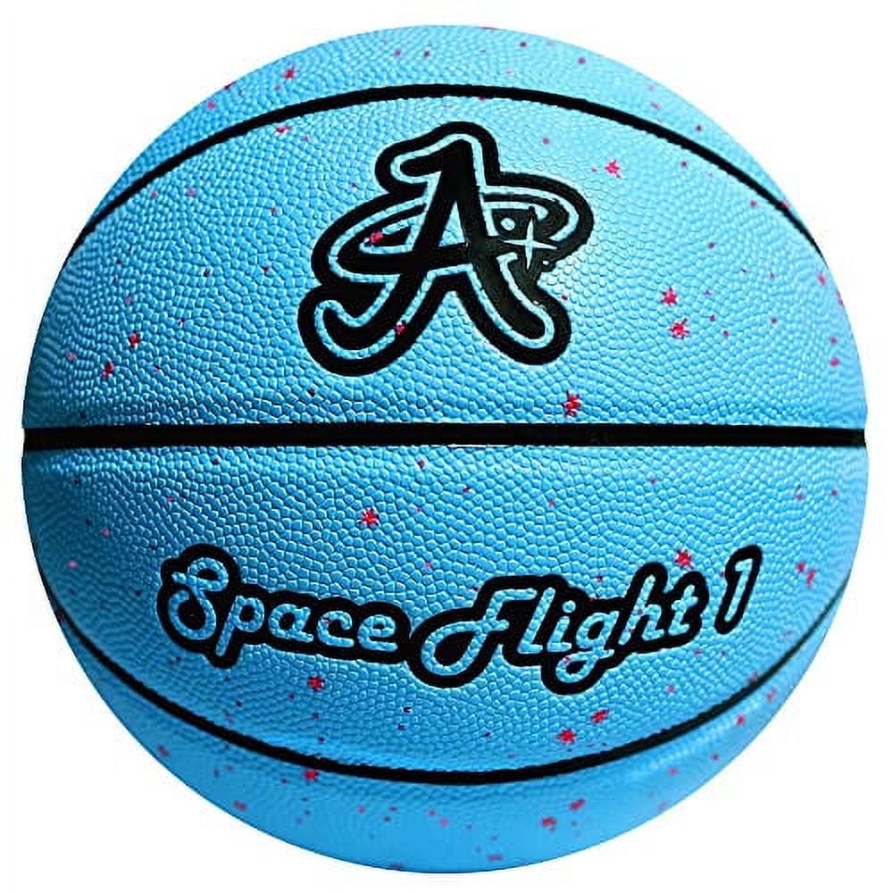 A Plus Collectibles Official Space Flight 1 Leather Game Basketball, Indoor/Outdoor Court, Full Size Kids & Adult Size 7, 29.5"… (Neptune Blue)
