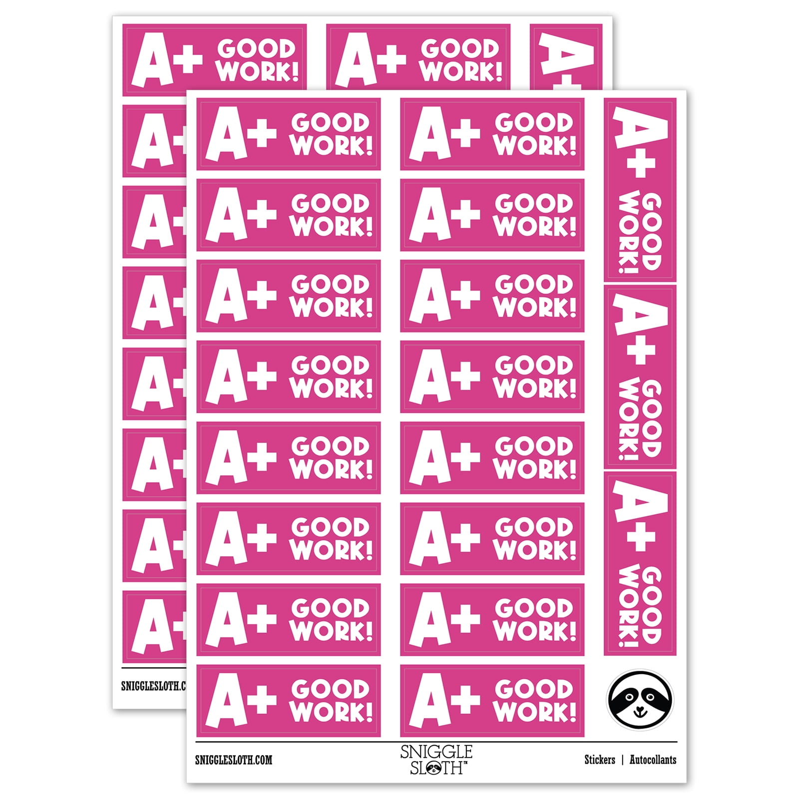 A Plus Good Work Teacher Student School Sticker Set - Hot Pink - Matte ...
