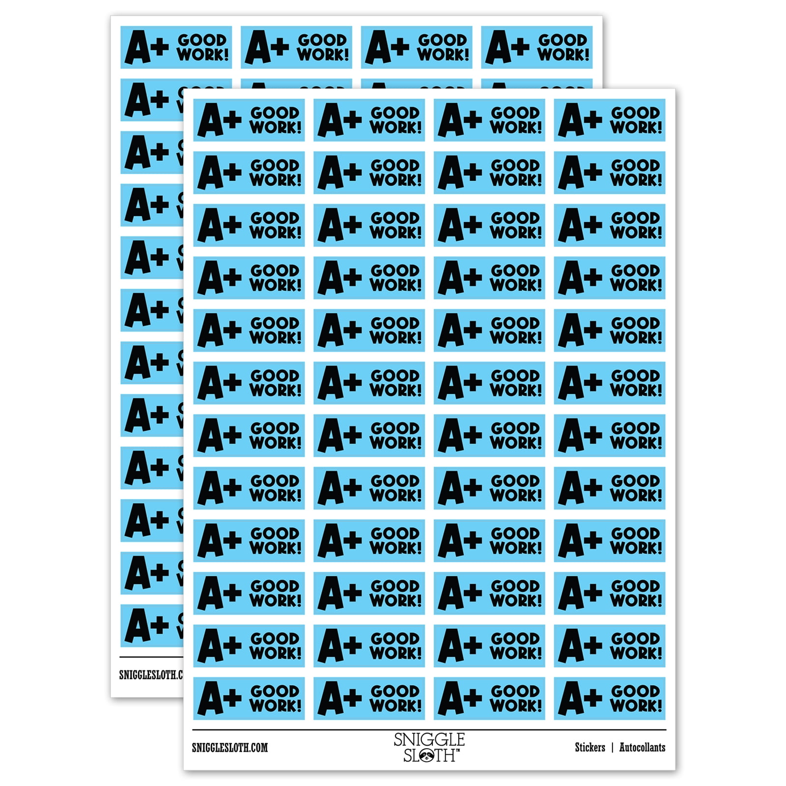 A Plus Good Work Teacher Student School Sticker Set - Light Blue ...