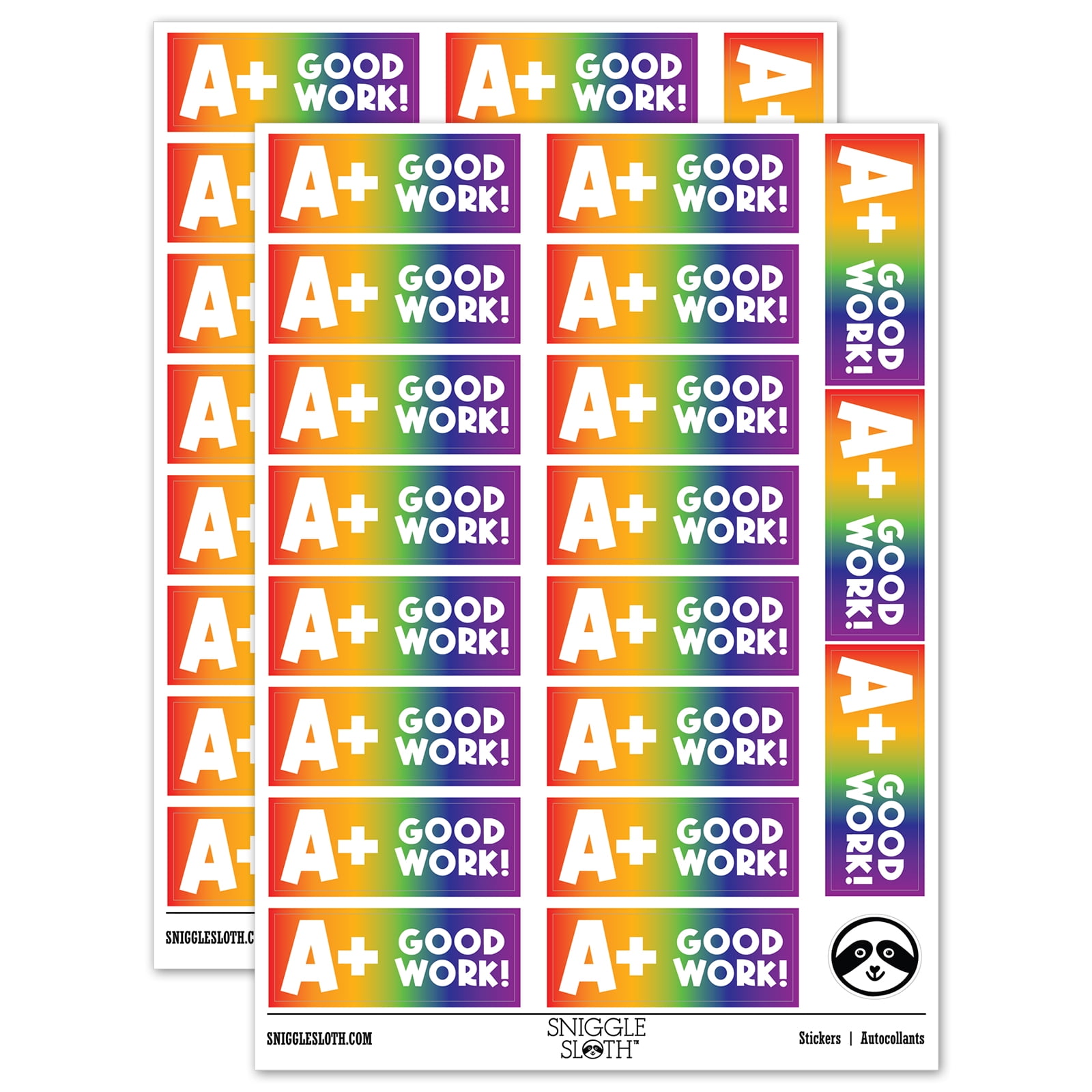 A Plus Good Work Teacher Student School Sticker Set - Rainbow - Gloss ...
