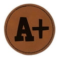 thumbnail image 1 of A Plus Grade School 2.5" Faux Leather Round Engraved Iron-On Patch - Brown, 1 of 6