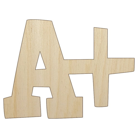 A Plus Grade School Wood Shape Unfinished Piece Cutout Craft DIY Projects - 4.70 Inch Size - 1/4 Inch Thick