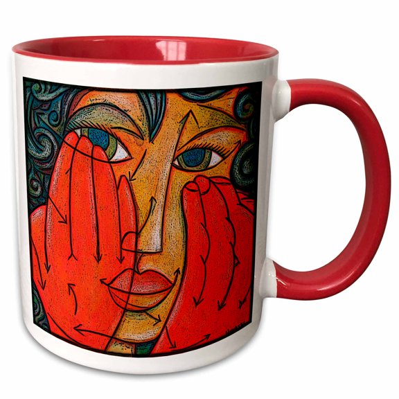3drose, a Point in Every Direction Woman Hands Red Arrows Fine Art, 15oz Two-tone Red Mug