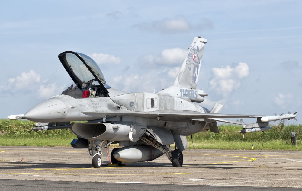 A Polish Air Force F-16 Block 52 at Cambrai Air Base France Canvas Art - Giovanni CollaStocktrek Images (18 x 12)