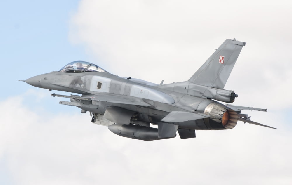A Polish Air Force F-16 Block 52 during TLP in Spain Canvas Art - Giovanni CollaStocktrek Images (18 x 12)