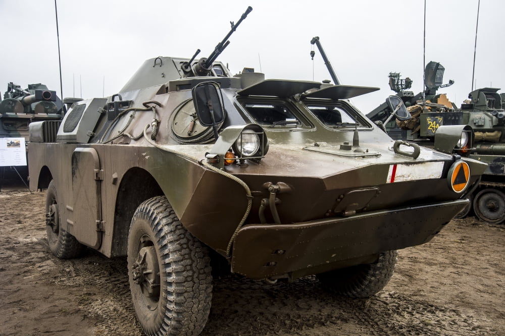 A Polish Army BRDM-2 combat reconnaissance vehicle Canvas Art - Andrew ChittockStocktrek Images (34 x 23)