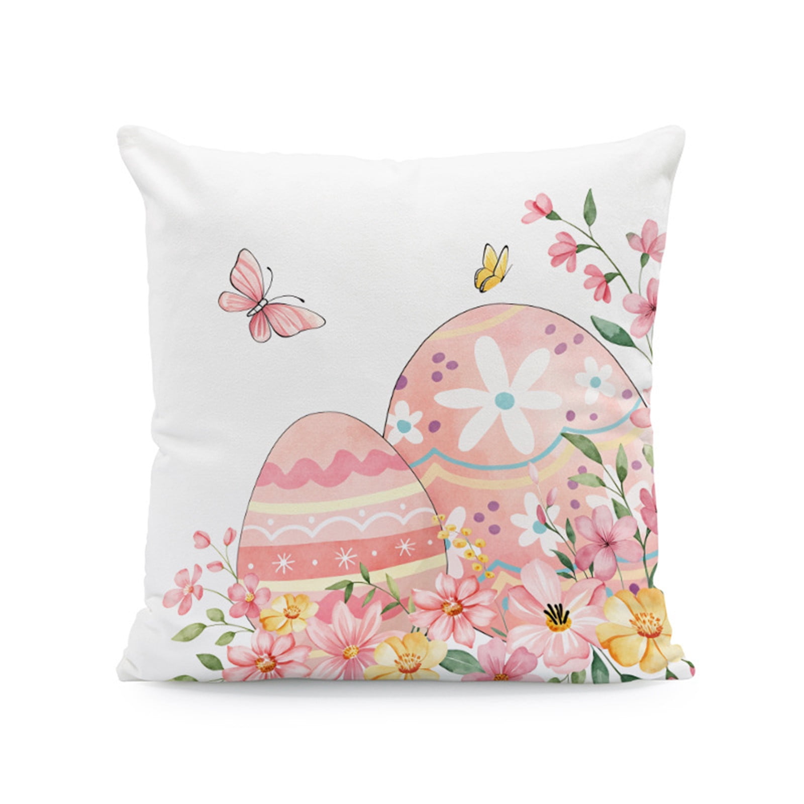A Polyester Easter Pillow Cover With Rabbit And Egg Designs Concealed ...