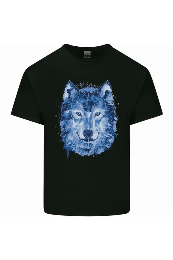 A Polygon Wolf Geometric Wild Animal Nature Graphic Cotton Tee Shirt,for unisex up to 5XL