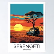 A Pop Art Travel Poster Of The Serengeti National Park Tanzania Poster, Poster Only