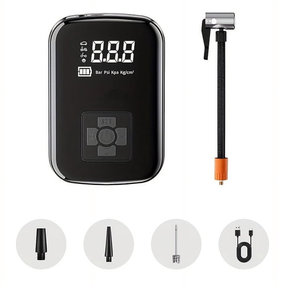A Portable Car Air Compressor with a Wireless Handheld Pump And Light, Suitable for Inflating And Compressing Tires of And Motorcycles.