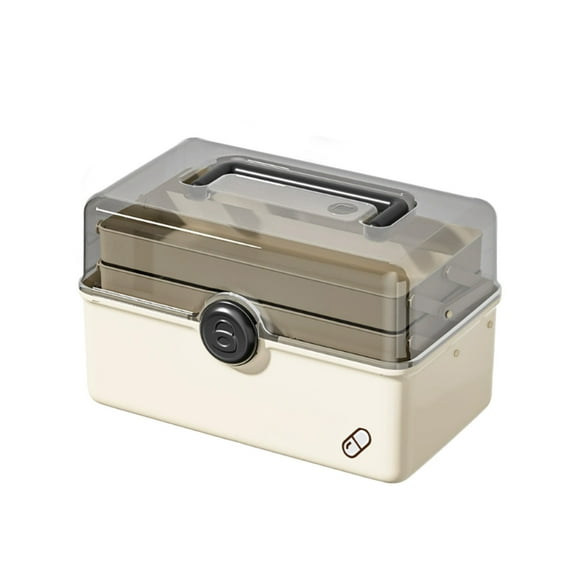 A Portable First Aid Organizer Box With Dividers For Medicine Supplies Home Car Use