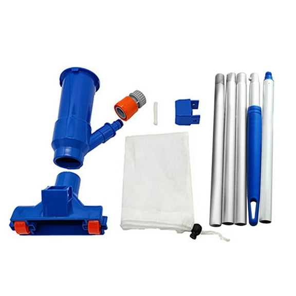 A Portable Swimming Pool Vacuum Cleaner Leaf Rake Skimmer With 5 Assembly Rods Mesh Net For Cleaning Pool Spa Hot Tub Garden Pond Maintenance