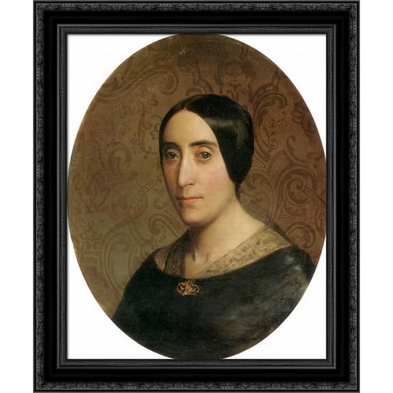 A Portrait of Amelina Dufaud Bouguereau 20x23 Black Ornate Wood Framed Canvas Art by Bouguereau, William Adolphe