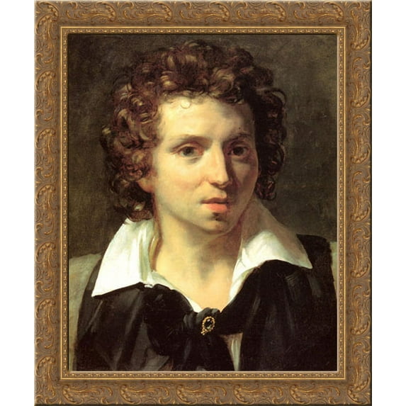A Portrait of a Young Man 20x23 Gold Ornate Wood Framed Canvas Art by Gericault, Theodore
