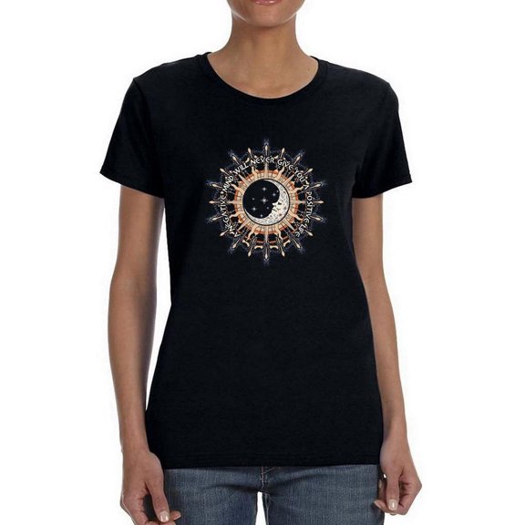 A Positive Life Quote In Sun Shaped T-Shirt Women -Image by Shutterstock, Female Large