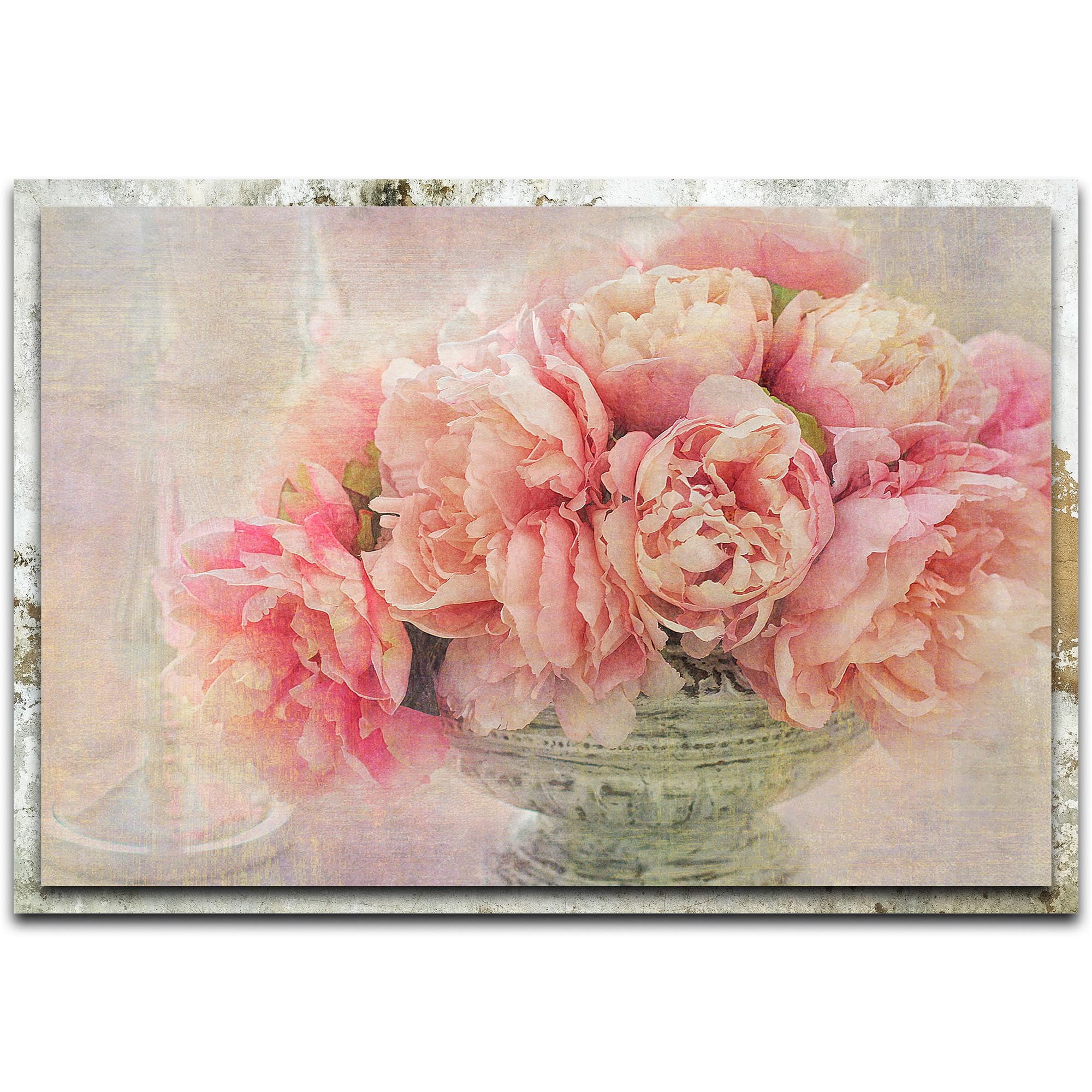 A Posy of Pink Peonies Distressed Frame