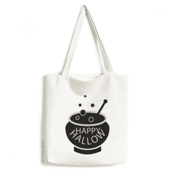 A Pot Of Black Halloween Art Deco Fashion Tote Canvas Bag Shopping Satchel Casual Handbag