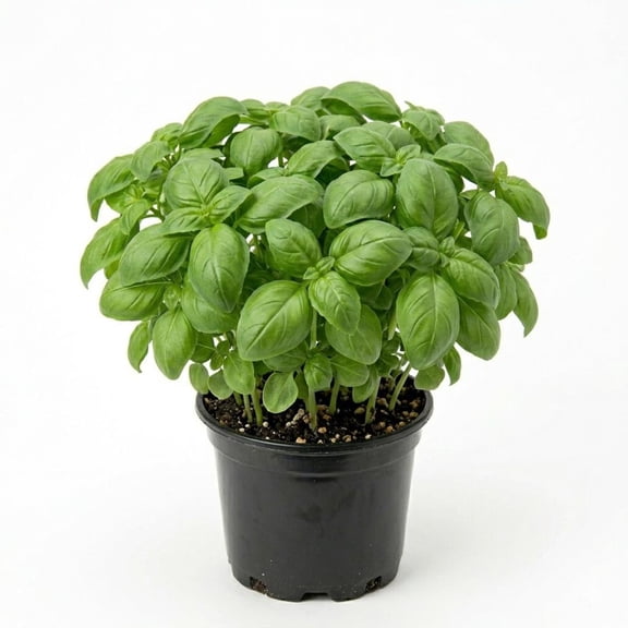 A Pot (about 8-12 Stater Plants ) Sweet Basil Plants Fragrant Ocimum Basilicum Herb Seedlings 3 to 5" Tall 4"Pot