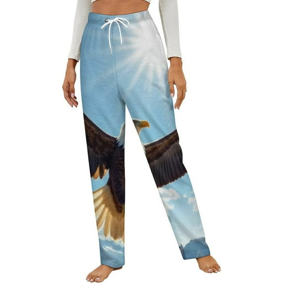 A Powerful Eagle Winter Female Pants Flannel High Waist Women Pants Lady Warm Straight Leg Plush Trousers