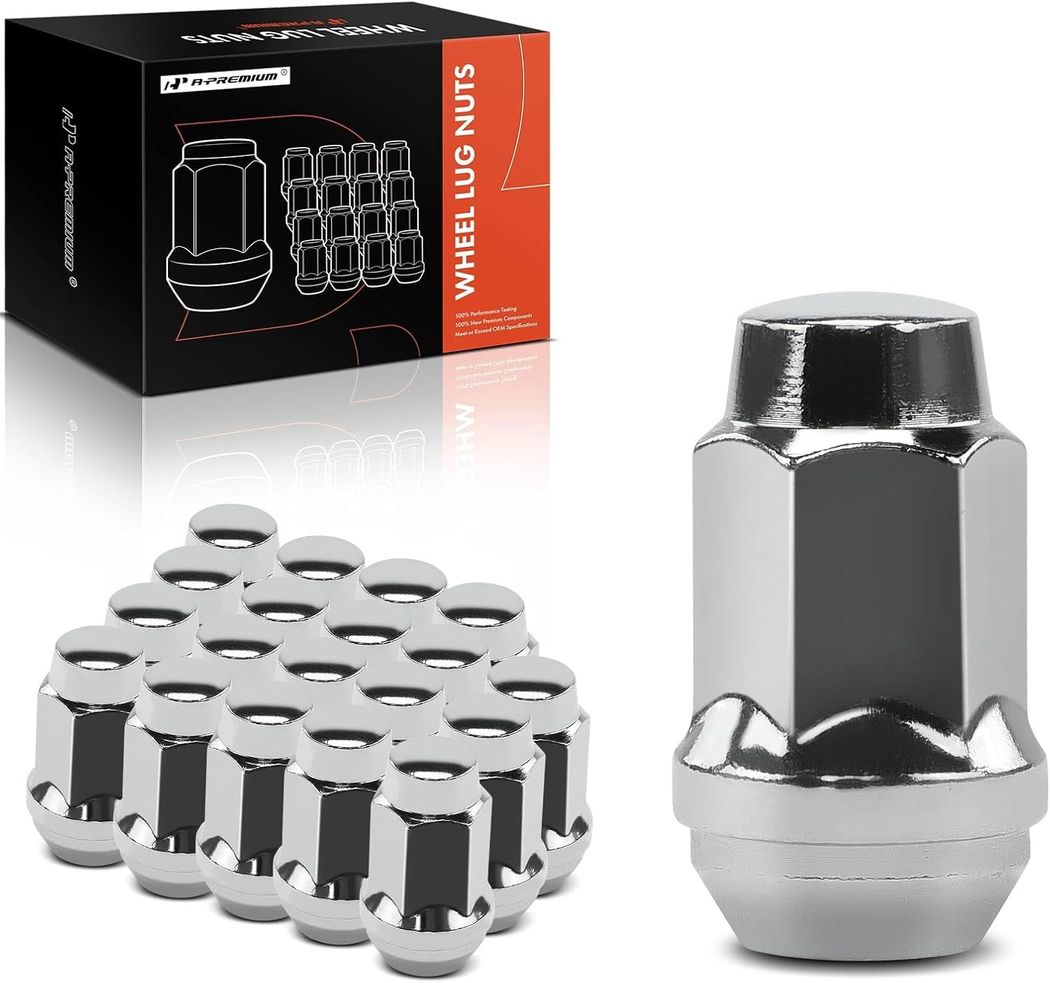 A-Premium 1/2-20 Inch Wheel Lug Nuts Compatible with Ford Explorer Flex Taurus Ranger Dodge Challenger Charger Mazda Lincoln Front and Rear 20-PC Set