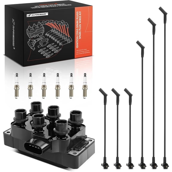 A-Premium 1 Ignition Coils with 6 Spark plug Wires and 6 Iridium Spark Plugs Compatible with Ford Explorer 2006-2010, Explorer Sport Trac, Mustang, Ranger & Mazda B4000 & Mercury Mountaineer, V6 4.0L