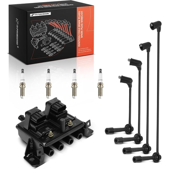 A-Premium 1 Ignition Coils with 4 Wire and 4 Iridium Spark Plugs Compatible with Mazda Miata 1999-2000 1.8L