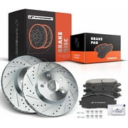 A-Premium 10.04 inch (255mm) Front Drilled and Slotted Disc Brake Rotors + Ceramic Pads Kit Compatible with Lexus CT200h 11-17, Toyota Prius 12-15, Prius Plug-In 12-15, 1.8L