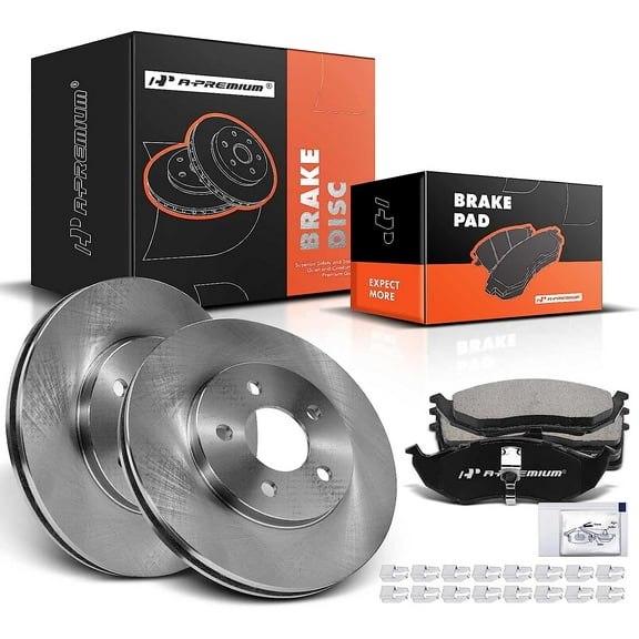 A-Premium 10.12 inch (257mm) Front Vented Disc Brake Rotors + Ceramic Pads Kit Compatible with Select Dodge, Chrysler and Plymouth Models - Grand Caravan, Town & Country, Grand Voyager, 6-PC Set