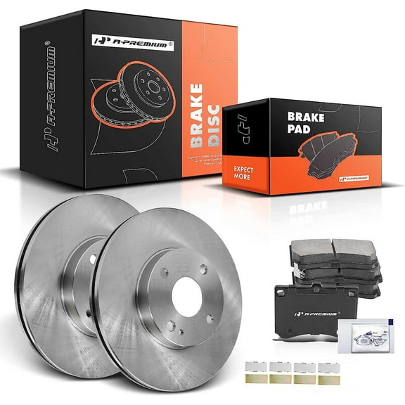 A-Premium 10.12 inch (257mm) Front Vented Disc Brake Rotors + Ceramic Pads Kit Compatible with Select Ford, Mazda and Mercury Models - Escort 91-02, Protege 95-98/90-94, Tracer 91-99 6-PC Set
