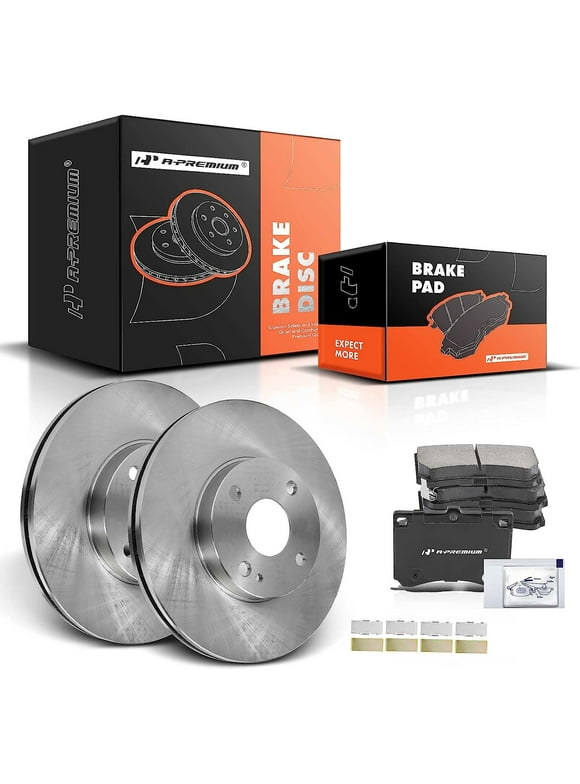 A-Premium 10.12 inch (257mm) Front Vented Disc Brake Rotors + Ceramic Pads Kit Compatible with Select Ford, Mazda and Mercury Models - Escort 91-02, Protege 95-98/90-94, Tracer 91-99 6-PC Set