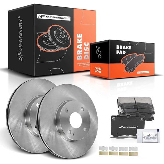A-Premium 10.12 inch (257mm) Front Vented Disc Brake Rotors + Ceramic Pads Kit Compatible with Select Ford Mazda and Mercury Models - Escort 91-02 Protege 95-98/90-94 Tracer 91-99 6-PC Set