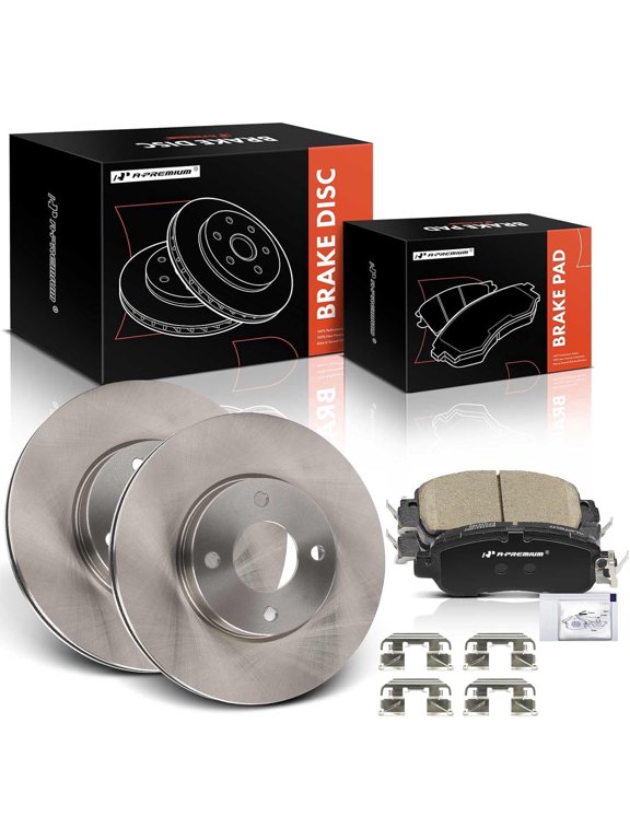 10.16 inch (258mm) Front Vented Disc Brake Rotors + Ceramic Pads Kit Compatible with Select Nissan Models - Versa 2020-2022 Kicks 2018-2022 6-PC Set