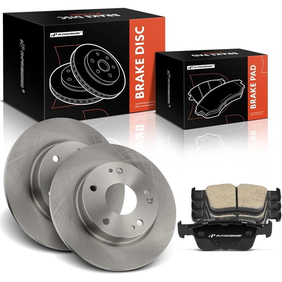 A-Premium 10.23 inch (260mm) Rear Solid Disc Brake Rotors + Ceramic Pads Kit Compatible with Select Honda Models - Civic 2016-2017/2019-2020/2022-2023, 6-PC Set