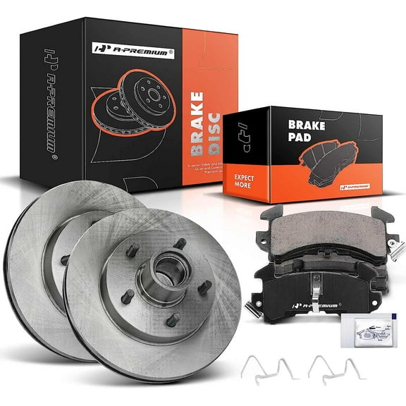 A-Premium 10.47 inch (266mm) Front Vented Disc Brake Rotors + Ceramic Pads Kit Compatible with Select Chevrolet, GMC and Isuzu Models - Blazer, S10, S10 Blazer, Jimmy, Sonoma, Hombre, 6-PC Set