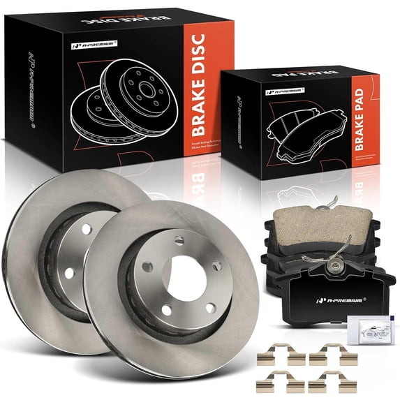A-Premium 10.58 inch (268.8 mm) Rear Vented Disc Brake Rotors + Ceramic Pads Kit Compatible with Select Volkswagen and Audi Models - Passat 2002/2004, A6 Quattro 2003-2004, S6 2003, 6-PC Set