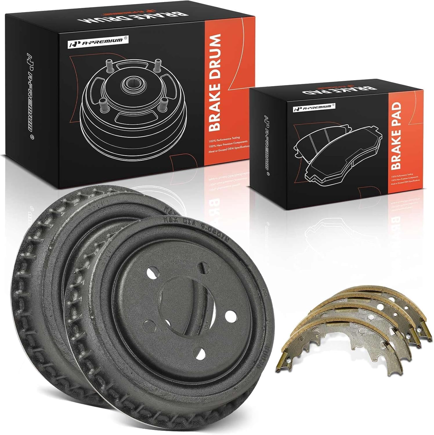 A-Premium 10.61 inch (269.5mm) Rear Brake Drums + Ceramic Shoes Set ...