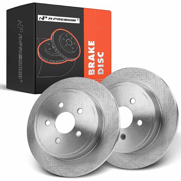 A-Premium 10.63 inch (269.8mm) Rear Solid Disc Brake Rotors Compatible with Select Chrysler, Dodge Models - PT Cruiser 2003-2007, Neon 2003-2005, 2.4L, 2-PC Set