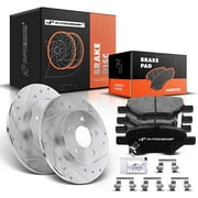 A-Premium 10.63 inch(270 mm) Rear Drilled and Slotted Disc Brake Rotors + Ceramic Pads Kit Compatible with Select Chevy, Pontiac and Saturn Models - Cobalt, HHR, Malibu, G5, G6, Pursuit, Aura, Ion