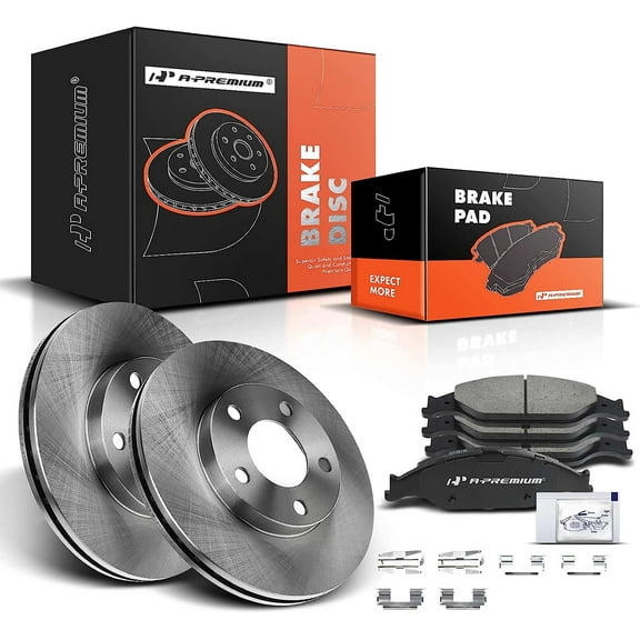 A-Premium 10.87 in (276 mm) Front Vented Disc Brake Rotors + Ceramic Pads Kit Compatible with Select Ford Models - For Mustang 1999 2000 2001 2002 2003 2004, 6-PC Set