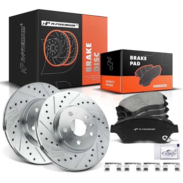 Rotors And Brake Pads A-Premium 10.87 Inch (276mm) Front Drilled And Slotted Disc Brake Rotors Ceramic Pads Kit Compatible With Select Chevy Models - Cruze 2011-2015, Cruze Limited 2016, Sonic 2012-2017