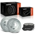thumbnail image 1 of A-Premium 10.89 inch (276.5mm) Front Drilled and Slotted Disc Brake Rotors + Ceramic Pads Kit Compatible with Select Subaru Models - Impreza 2011-2016, Brz 2013-2015, 6-PC Set, 1 of 6