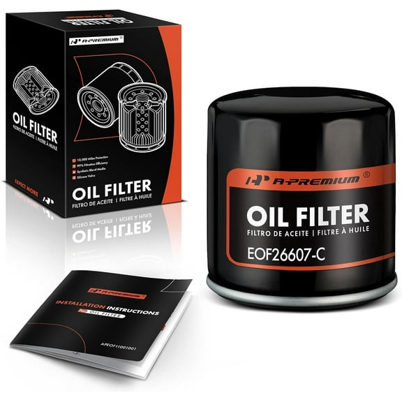 A-Premium 10K Miles Protection Spin On Oil Filter Compatible with Ford & Chevy & for Toyota & for Honda & Nissan & Subaru & Kia & Mazda & Mitsubishi & Infiniti & Smart, Replace# 15208AA09A, PH6607
