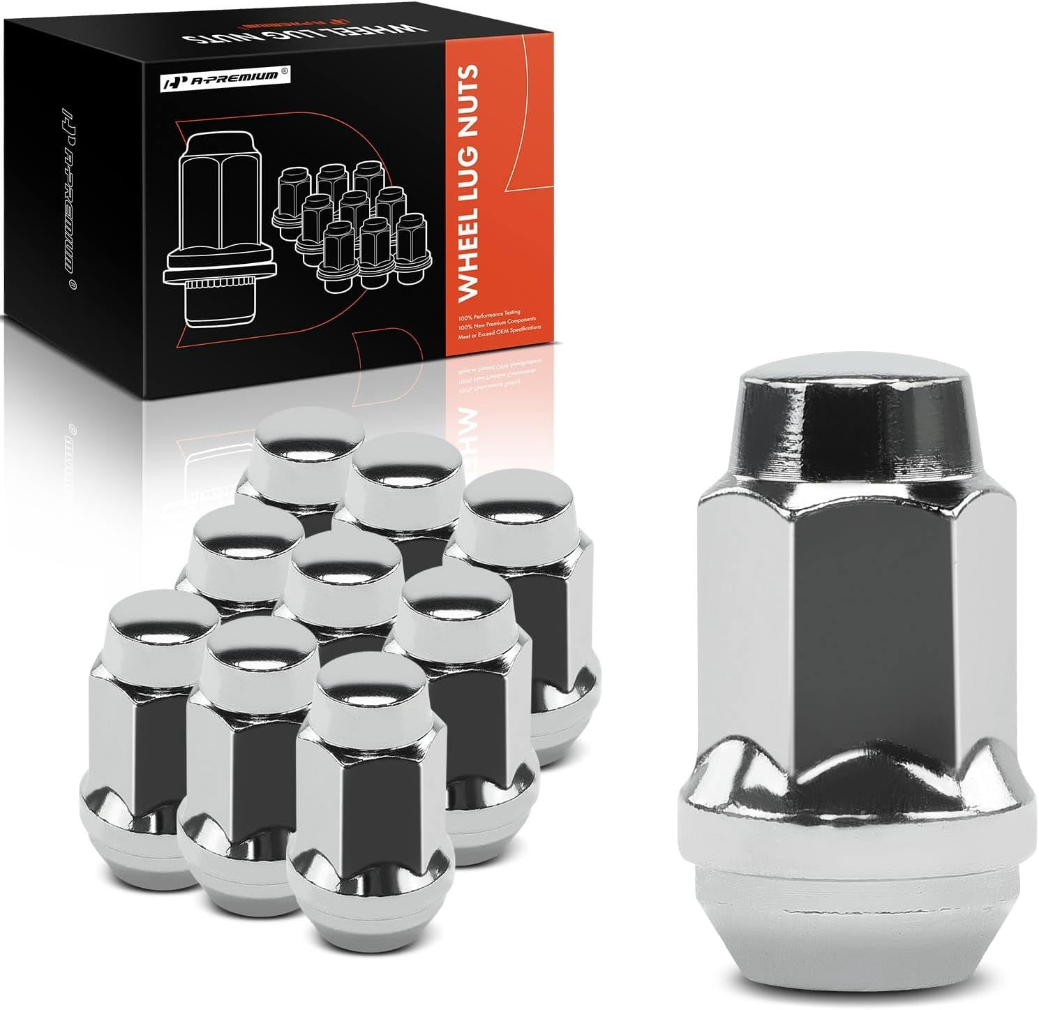 A-Premium 10PCS 1/2-20 Inch Wheel Lug Nuts Compatible with Ford Explorer Ranger Taurus Mazda B2500 Mercury Mountaineer Plymouth Dodge Chrysler Front or Rear 6L2Z1012BA E3TZ1012C