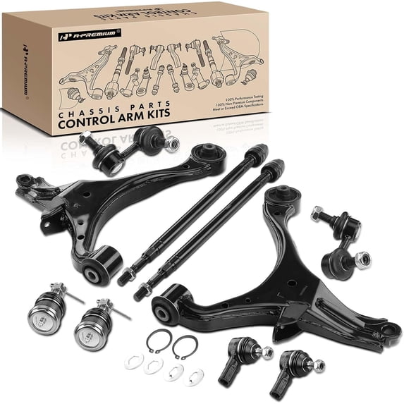 A-Premium 10Pcs Front Suspension Kit Lower Control Arm and Ball Joint Assembly Sway Bar Link Tie Rod End Compatible with Honda Civic 2001 2002 2003 2004 2005