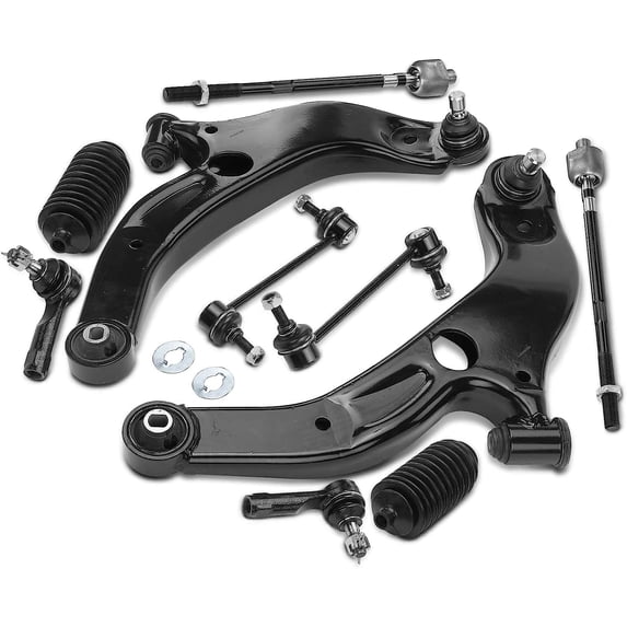 A-Premium 10Pcs Front Suspension Kit, Lower Control Arm with Ball Joint, Sway Bar Link, Tie Rod End, Rack and Pinion Bellow Kit, Compatible with Mazda Protege 1999-2000